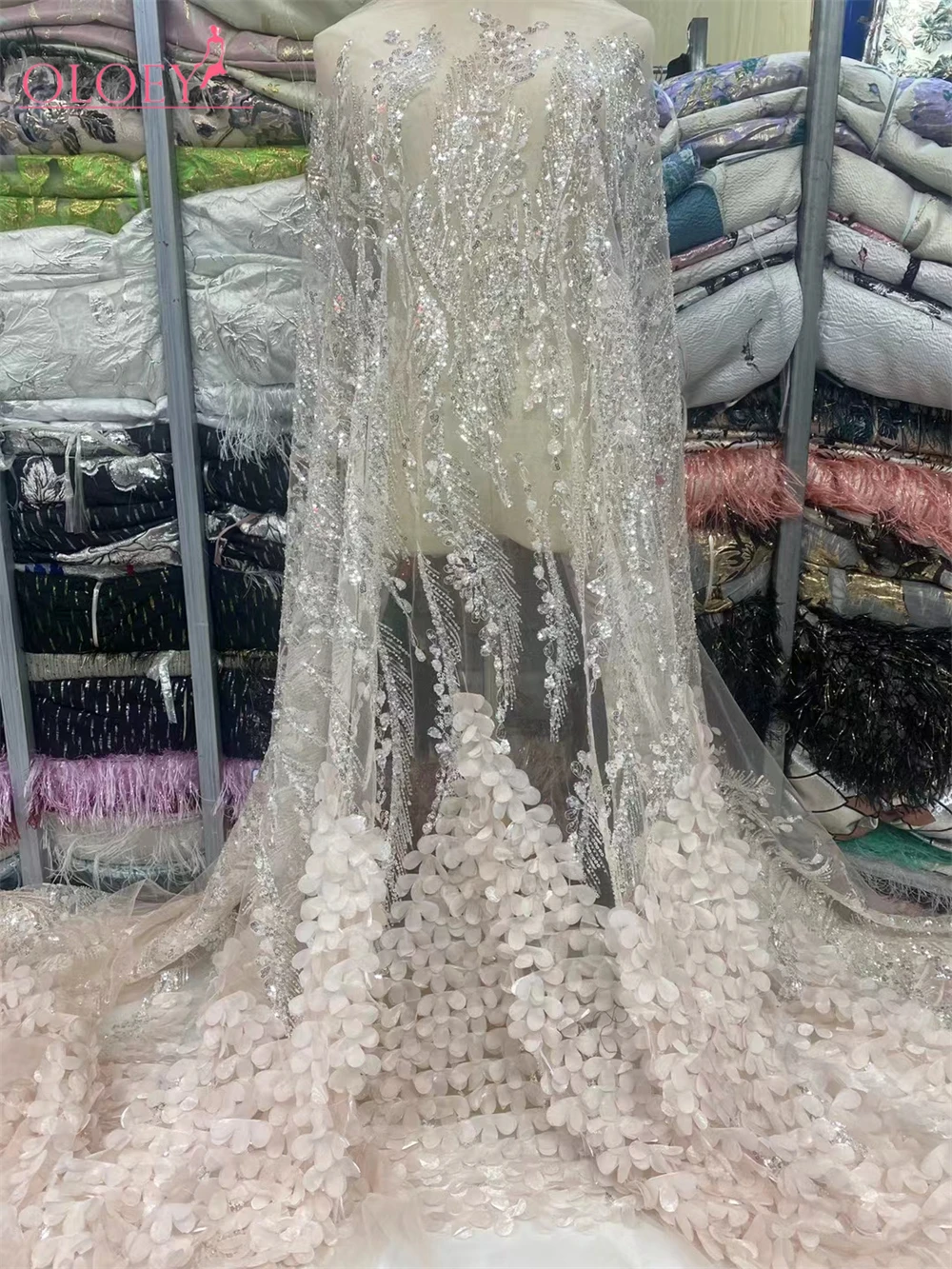 Высококачественная африканская нигерийская элегантная 3D вышитая ткань 2024