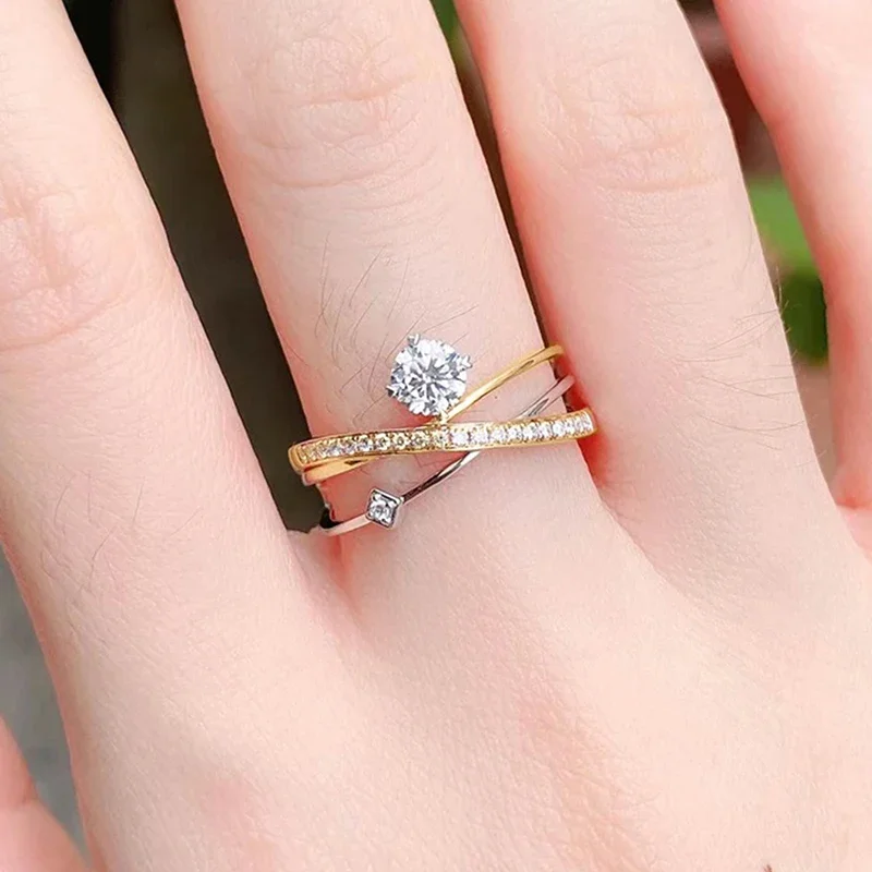 Huitan современные модные свадебные обручальные кольца двухцветные с крестом и