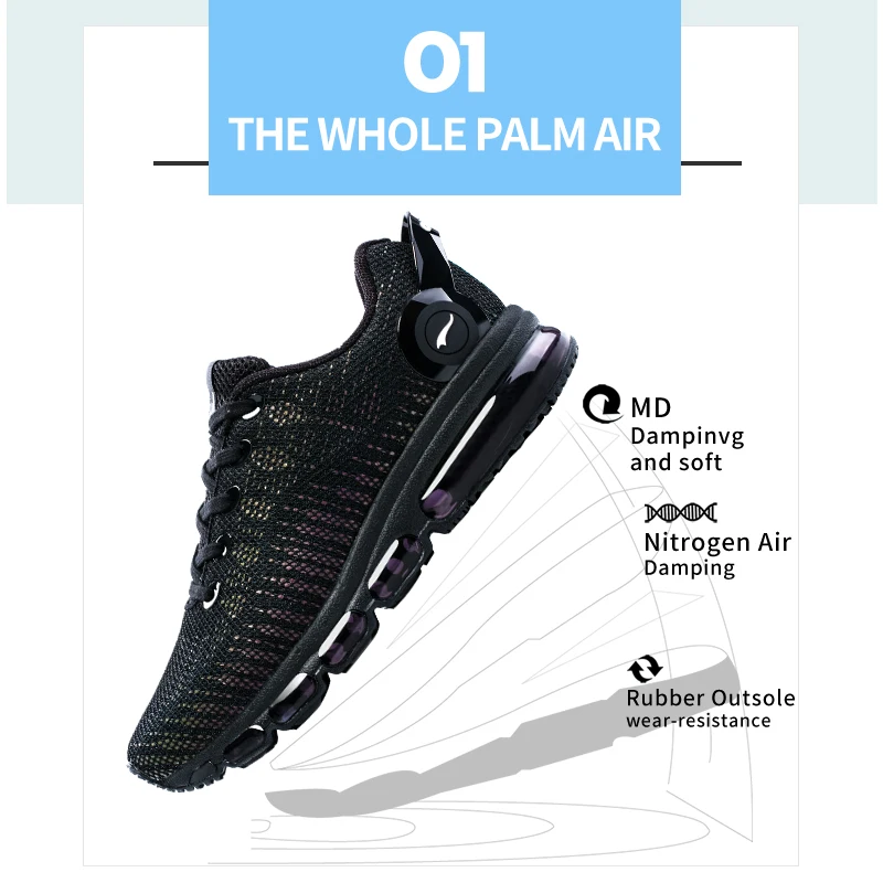 ONEMIX Sneakers Men Running Shoes High Top Cool Reflective Vamp Air Cushion Training Sports Jogging Shoes Plus Size