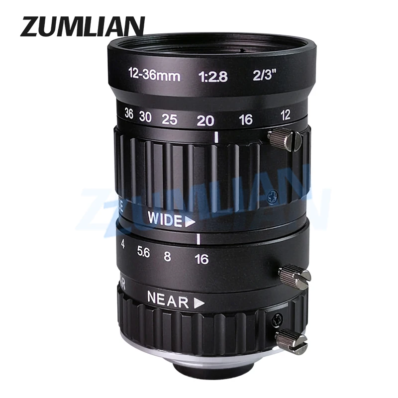 ZUMLIAN 12-36 мм объектив варифокальный 5 МП C-mount 2/3 дюйма с низким искажением ручной