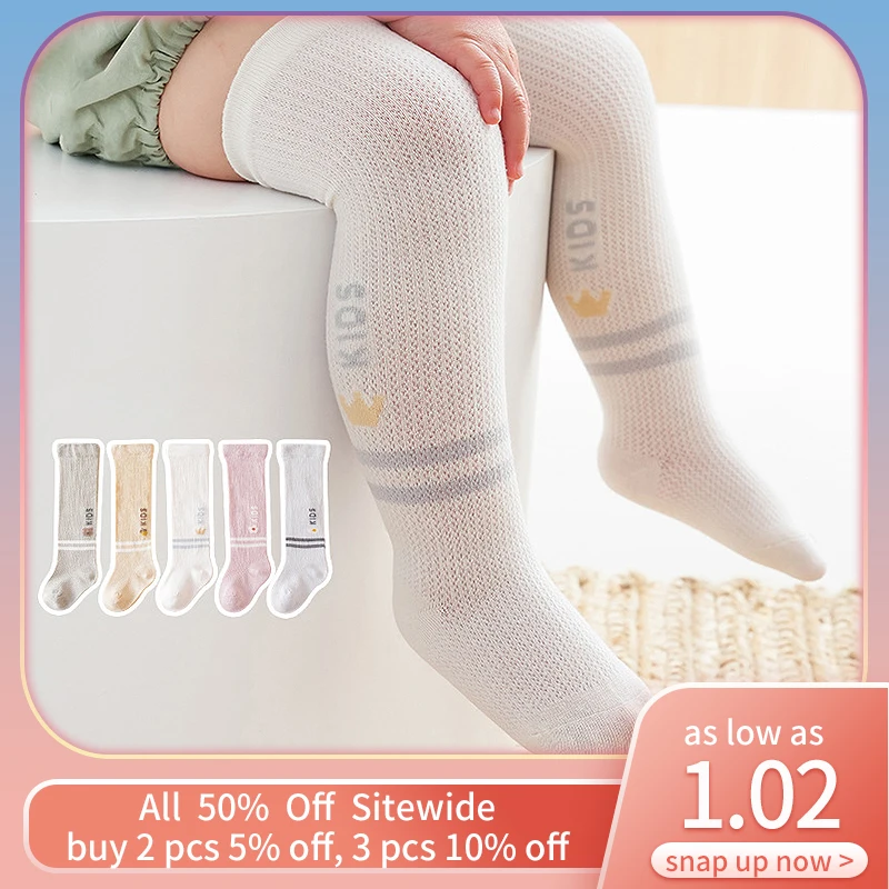 

Летние дышащие гольфы для младенцев с защитой от комаров, однотонные мягкие хлопковые гольфы для новорожденных