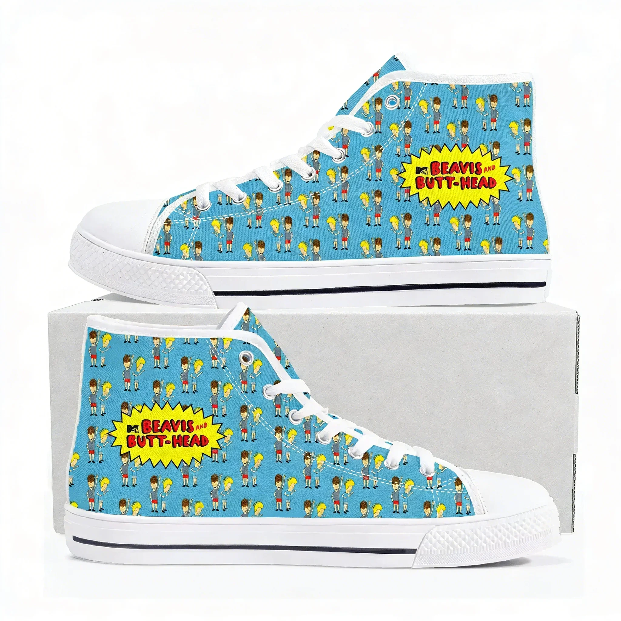 Фото Кроссовки Butthead Butt Head Rock N Roll High Top для мужчин и женщин, высококачественные парусиновые кроссовки, обувь с комикс-дизайном, индивидуальный дизайн для пар. №1