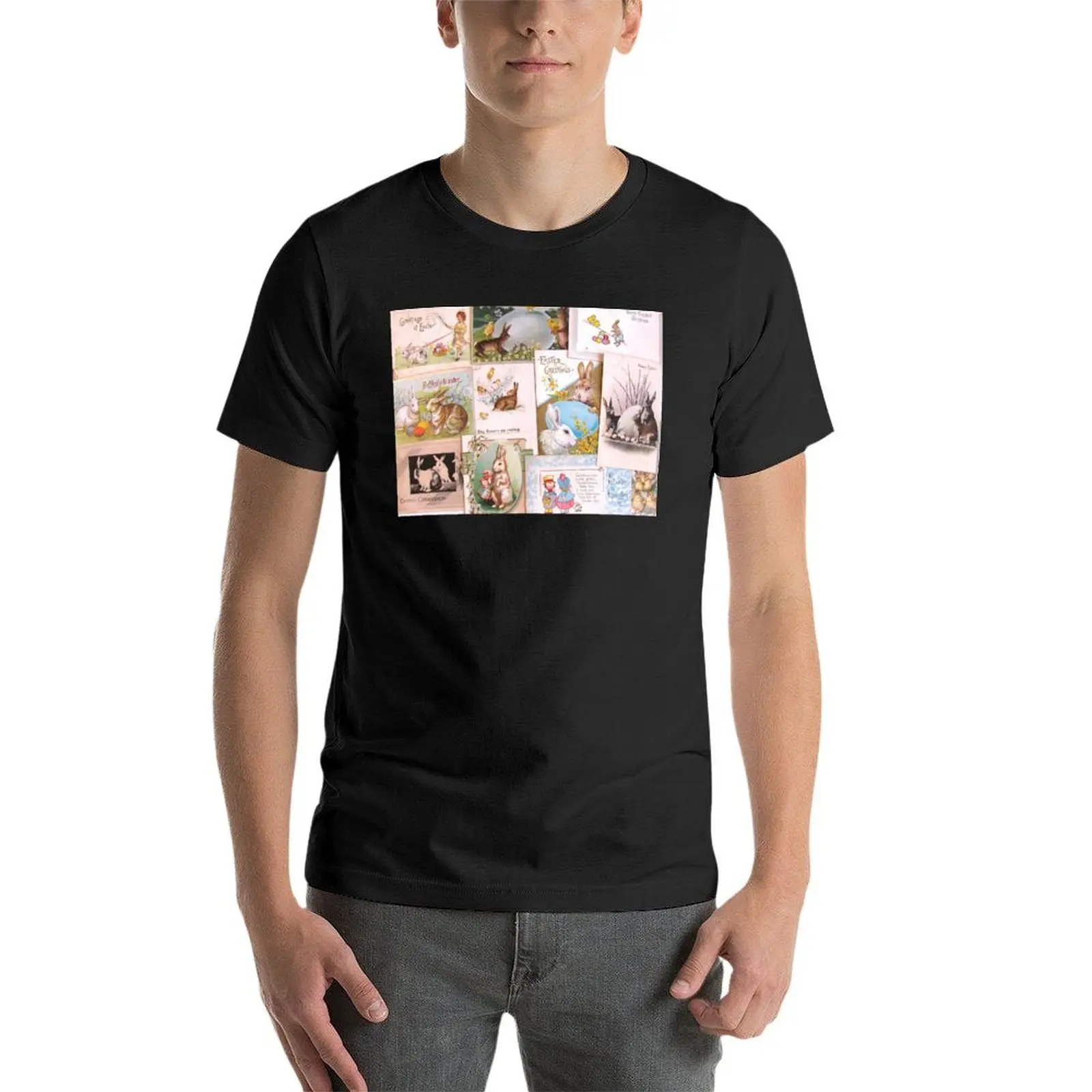 Винтажная Пасхальная почтовая футболка с кроликами летние топы кавайная одежда