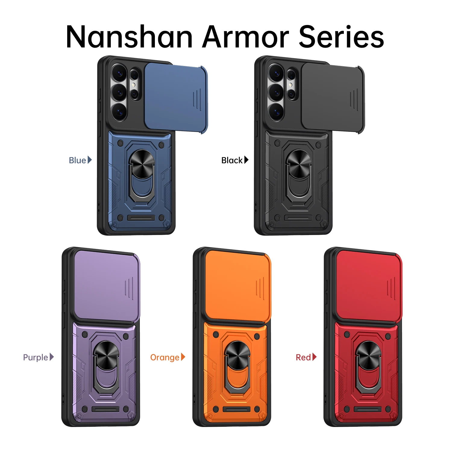 Чехол Nanshan Armor для Samsung Galaxy S26 Ultra S26Plus GalaxyS26 5G с защитой камеры, металлическим кольцом-подставкой и защитой объектива (art.: 3920dca910f81) - 3920dca910f81