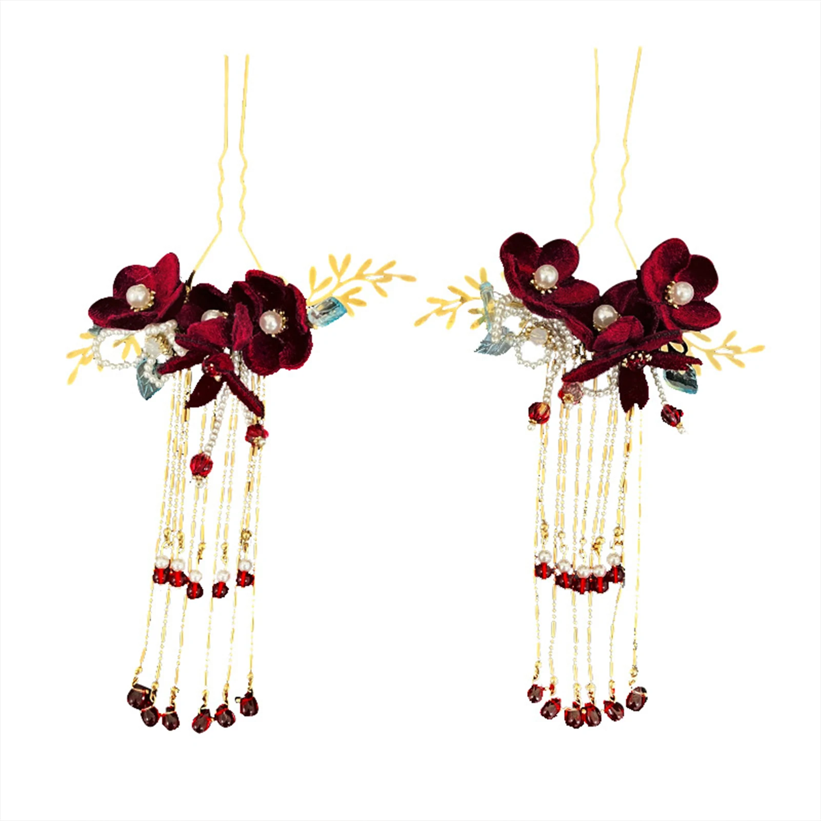 

Chinese Hairpin Clip on Earrings Set Meaning Happiness Jewelry U-shaped Hair Stick for Birthday Valentine's Day Gift FS99