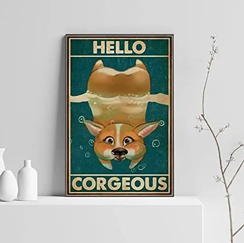 

Вертикальный плакат с собакой, Забавный плакат с собакой, подарок для любимого собаки, Забавный декор для ванной комнаты, Ретро Художественный Настенный декор, металлический плакат с вывеской