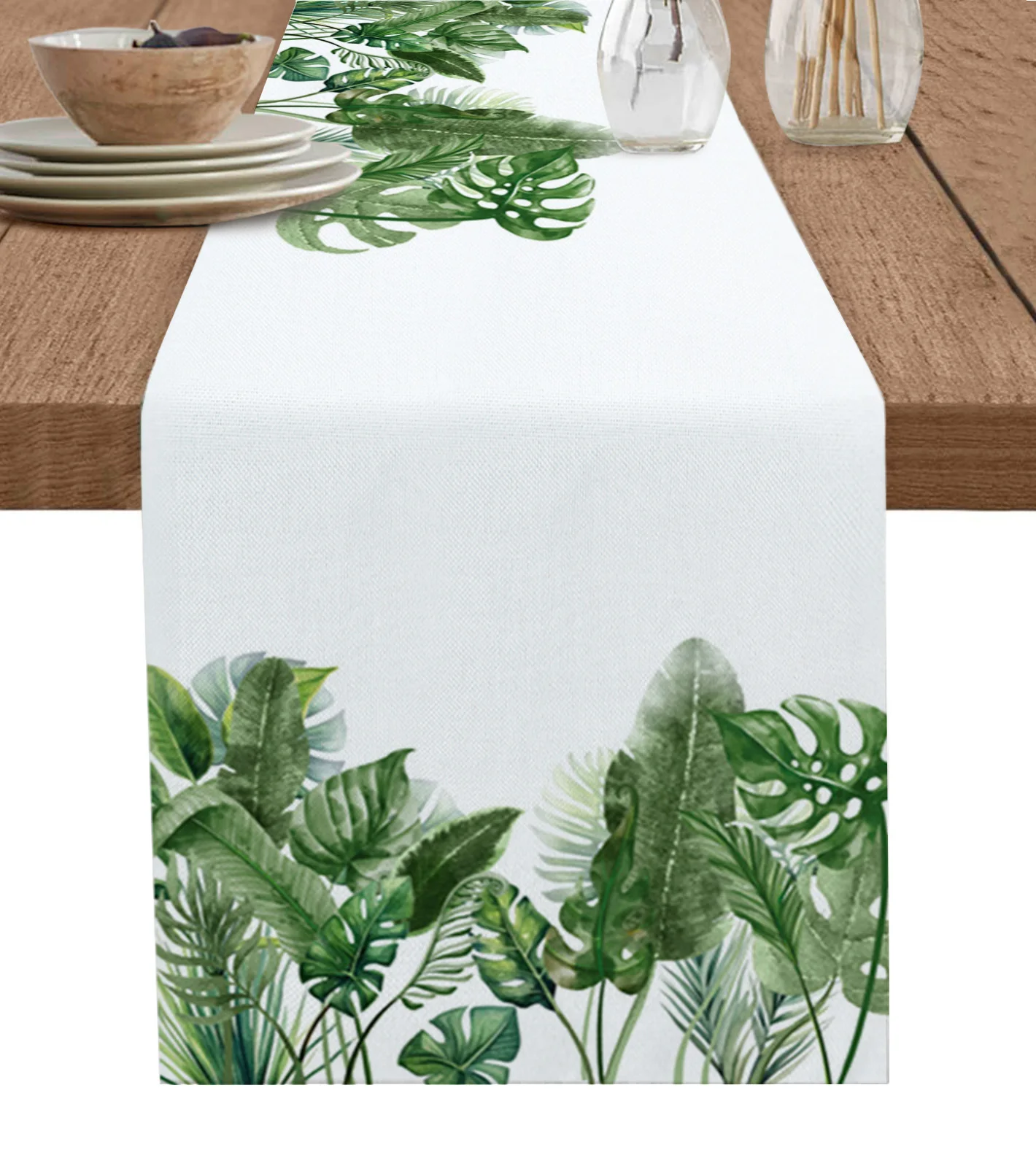 

Tropical Plant Leaves Table Runner Luxury Wedding Decor Table Runner Home Dining Holiday Decor Tablecloth