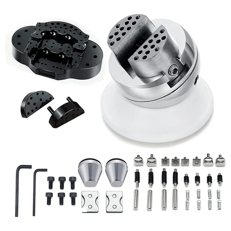 Cutting Tools 360° Rotation Ball Vise 17PCS Attachment Jewelry Engraving Block Tools Block (3 Inch)