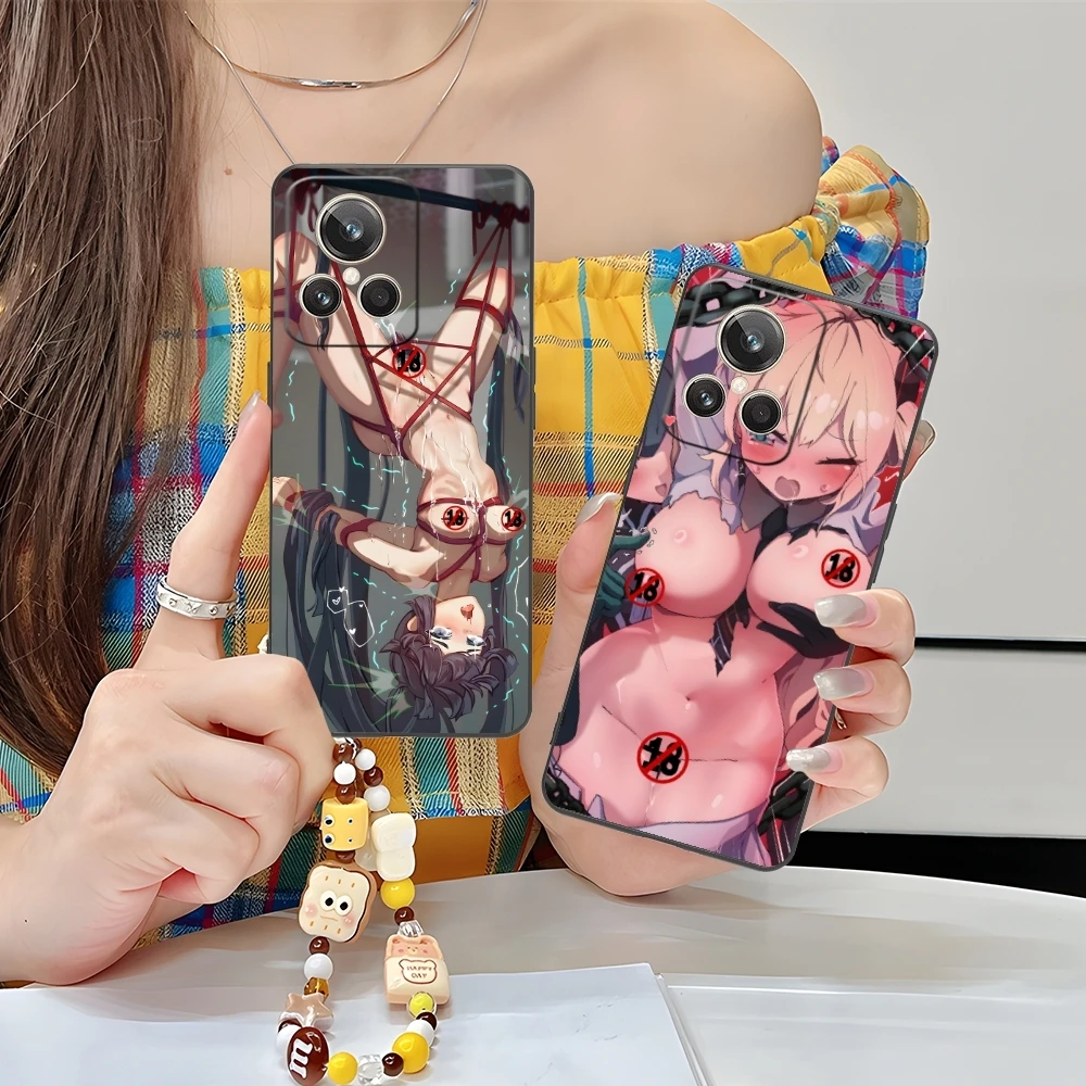 Hentai Waifu Girl Mobile Cell Phone Case for Realme GT 2 9i 8i 7i Pro X50 X2 C35 C21 C20 C11 C3 Black Soft Cover Shell
