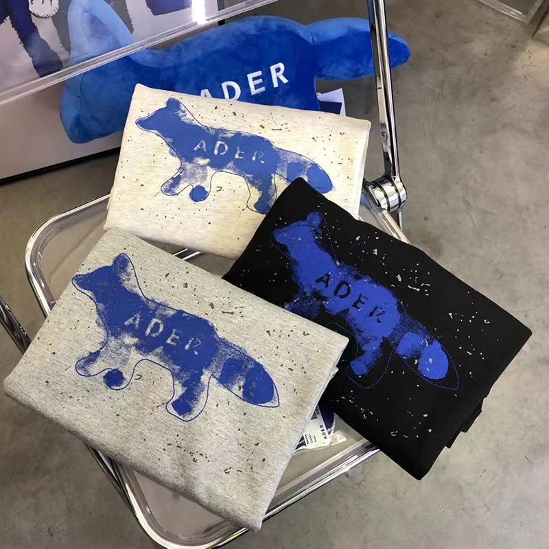 ADER ERROR 2021SS Little Fox Embroidered Sweatshirt AD Reversible Ader Error Box Crew Neck | Мужская одежда