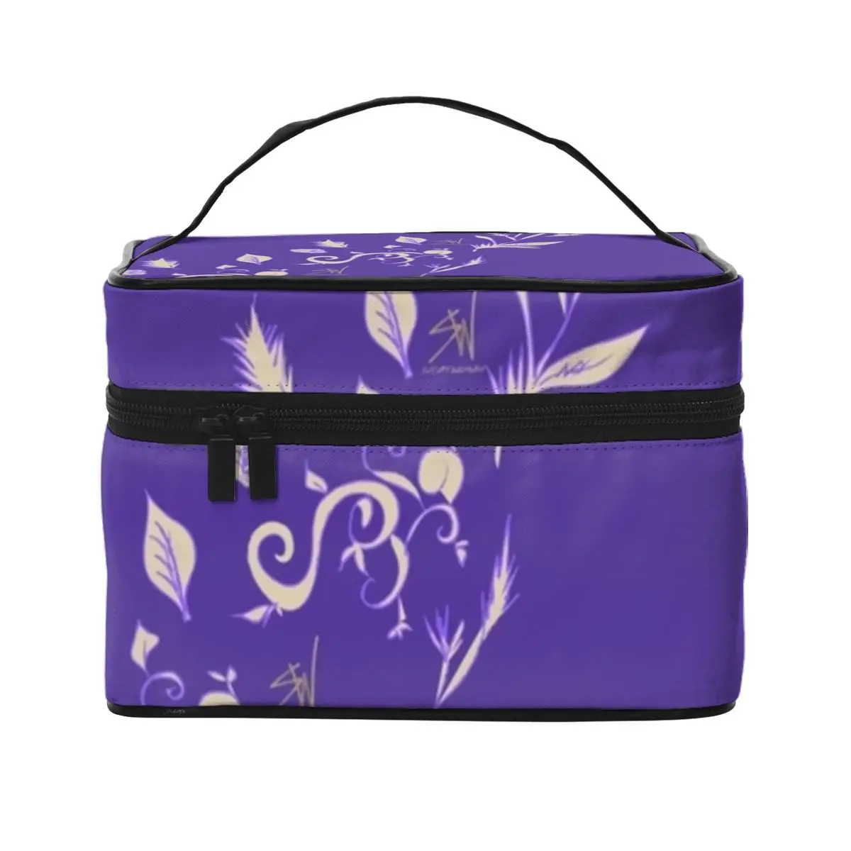 

Vintage Lavender Cosmetic Bags Purple Floral Dilly Sicat Large Capacity Storage Organizers with Handle Bathroom Woman Makeup Bag