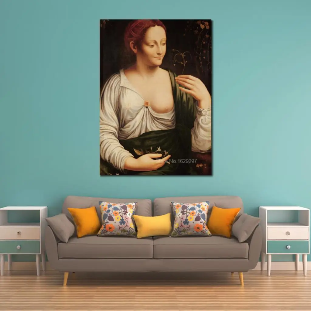 Classic Figure Oil Painting For Dining Room Columbine Leonardo Da Vinci High Quality Hand Painted Unframed Canvas Home Decor | Дом и сад