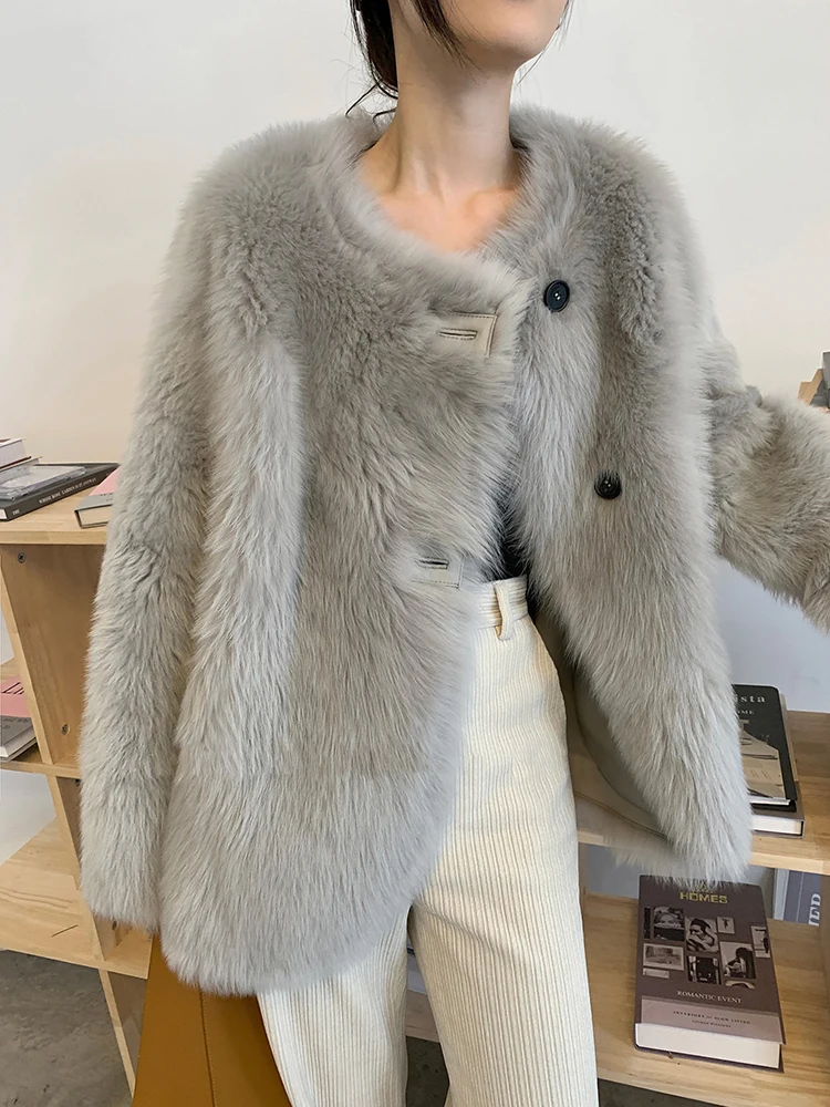 

2022 New Imported Tuscan Fur Coat Women's Young Lamb Wool Leather Fur Coat Mid-Length