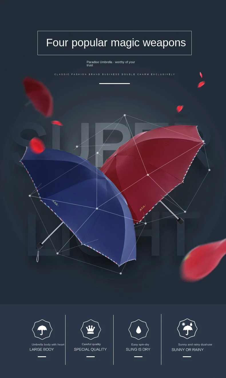 

2022 2022 Umbrella 3311 Black Gum Upgrade Double Umbrella Folding Sunny Umbrella Sun Umbrella Umbrella Advertising Umbrella Sun