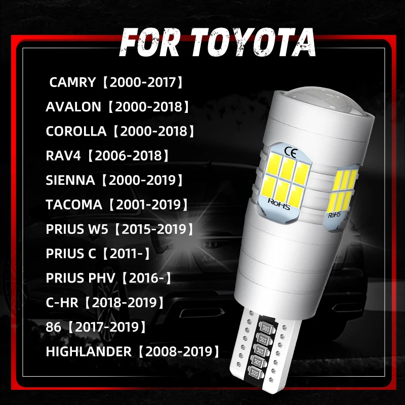 2 × T15 светодиодный фонарь заднего хода лампа W16W для Toyota Corolla Camry Tacoma Sienna Prius RAV4