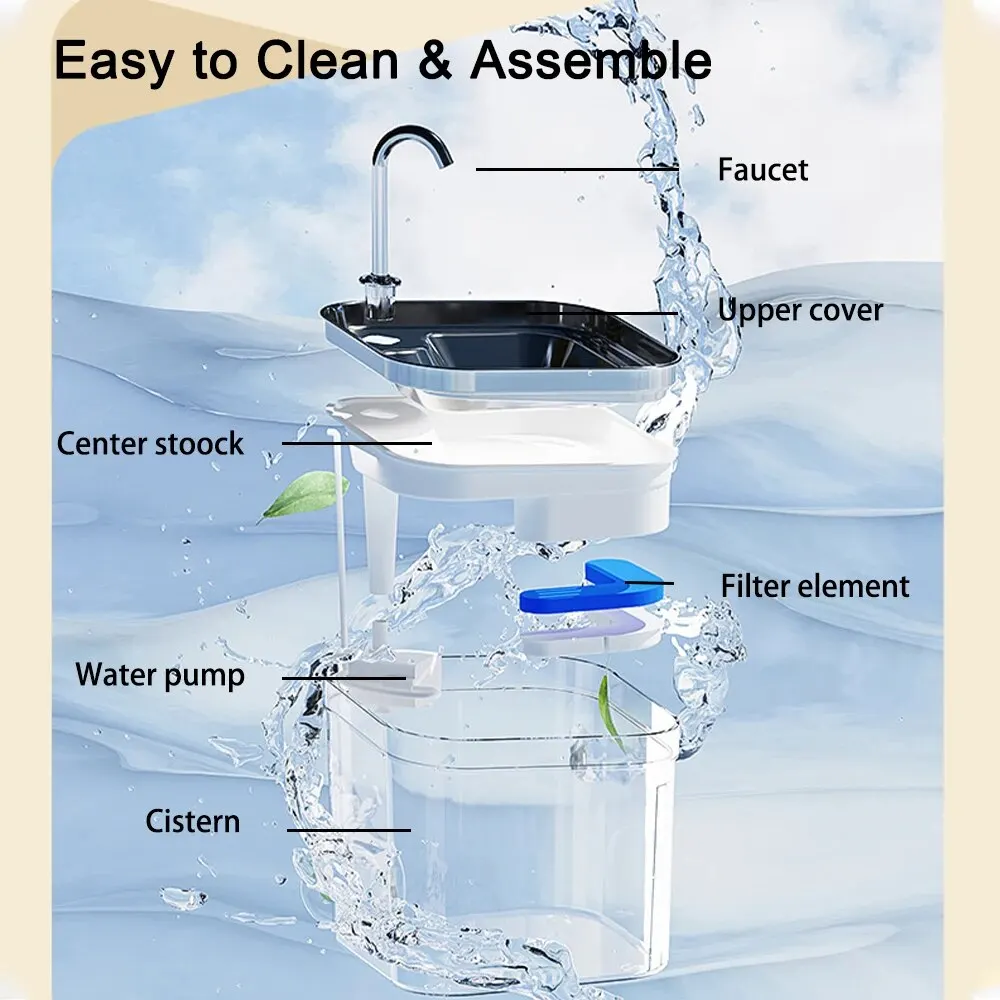 Автоматический фонтан для котят с датчиком воды и сверхтихим насосом из