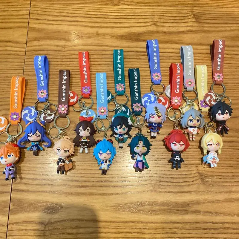 Kawaii Genshin Impact модель игровой фигурки брелок Keqing Barbatos брелоки с куклой украшение