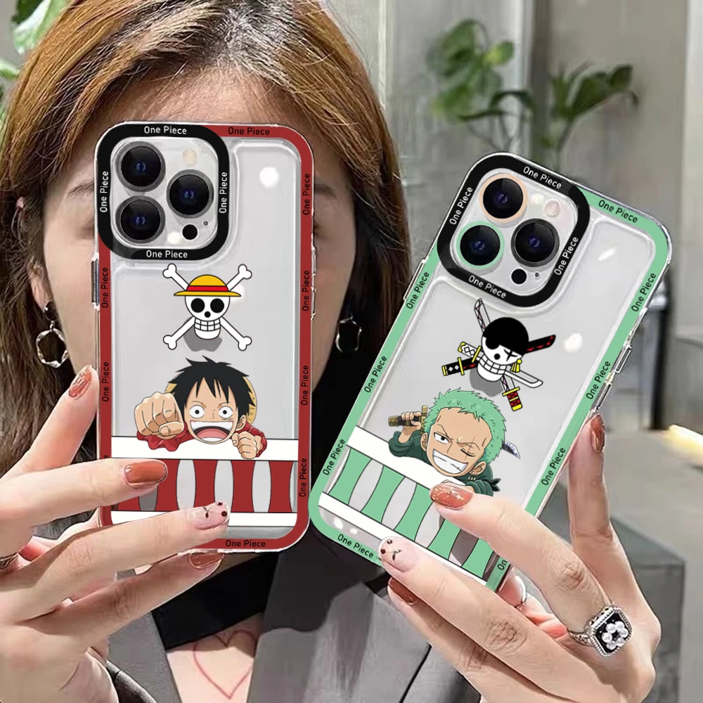 

Ones Pieces Luffy Zoro Sanji Tony Phone Case For iPhone 14 13 12 Mini 11 Pro Max X XR XS 8 Plus Soft Silicone Transparent Cover