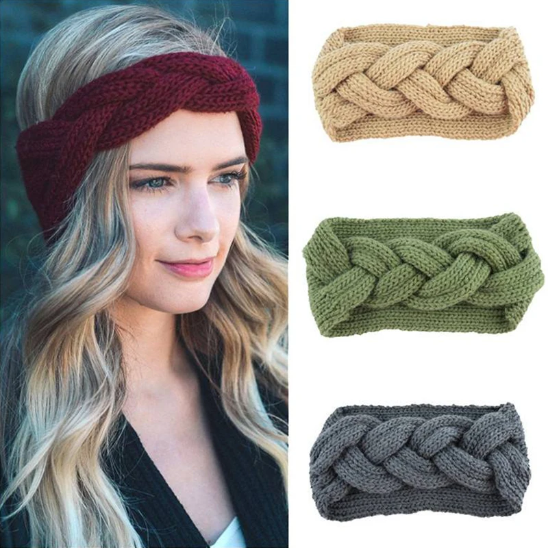 

Women Winter Headband Knitted Ear Warm Twisted Warmer Stretch Head Wrap Hairband