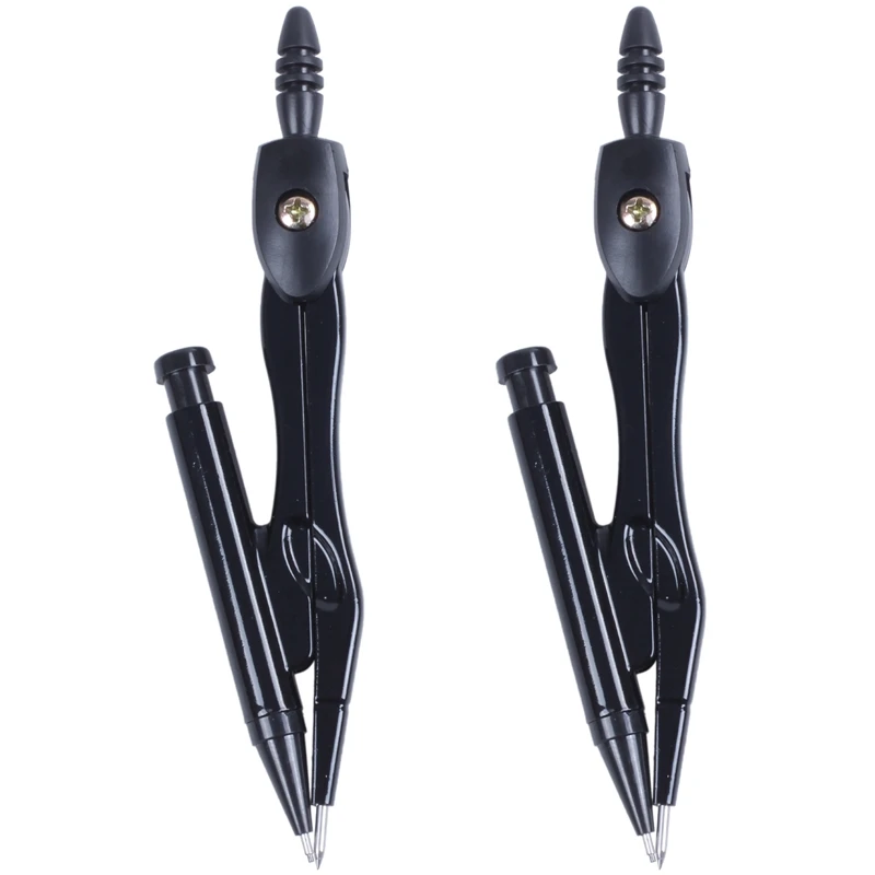 

2X Student Black Metal Mechanical Pencil Drawing Compasses