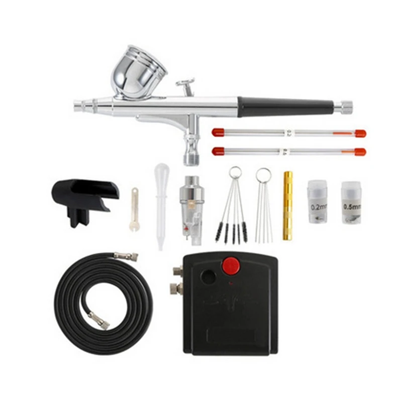 

TOP Portable Air Brush Compressor, Double Acting Gravity Feed Air Brush For Painting, Cake Decorating(EU Plug)