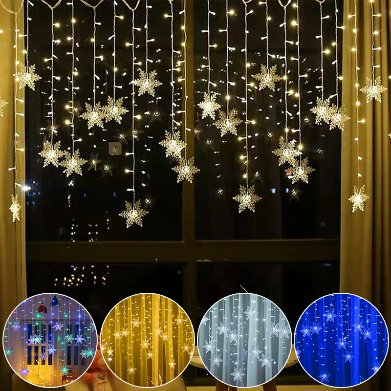 

3.5M Curtain Snowflake LED String Light Indoor Vintage Pendant Lights for Valentine's Day Decoration Home Room Wall Garland Lamp