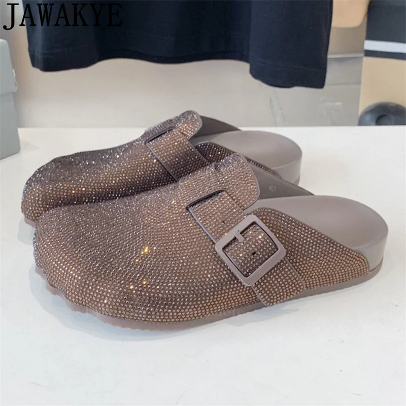 Роскошные женские плоские тапочки для мужчин домашние с круглым носком и