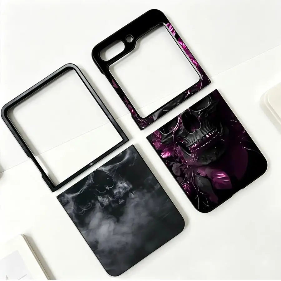 Чехол для телефона Samsung Galaxy Z Flip 8 Z Flip 7 6 5 4 Z Flip6 ZFlip8 Z Flip4 Z Flip5 ZFlip7 FE с силуэтом черепа (art.: 3920dd074521e) - 3920dd074521e
