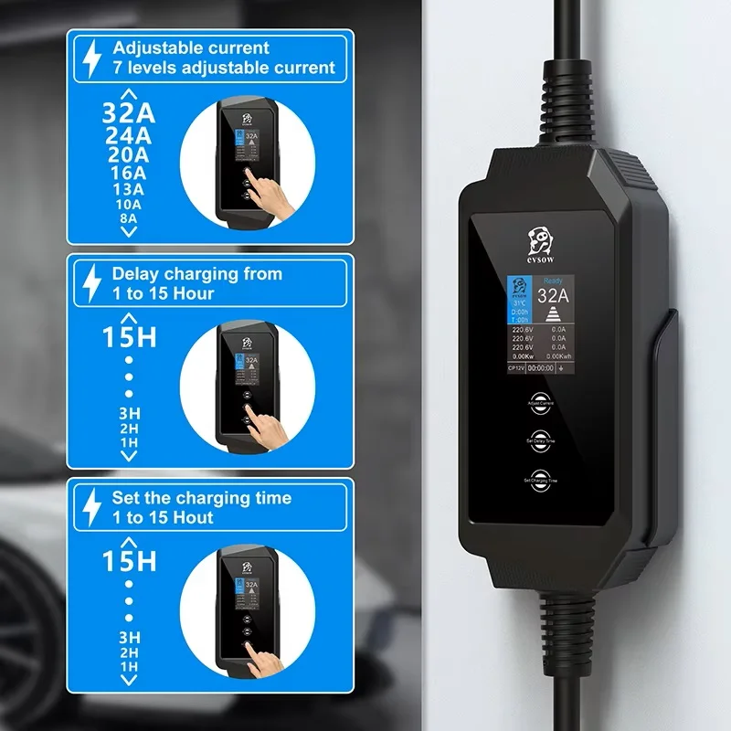 Evsow Портативное зарядное устройство для электромобилей GBT EVES Wallbox Station 22KW 32A 3P