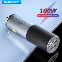electop car charger pd100w usb c charger dual ports fast charging adapter qc3 0 type c car charger for iphone 13 xiaomi laptop