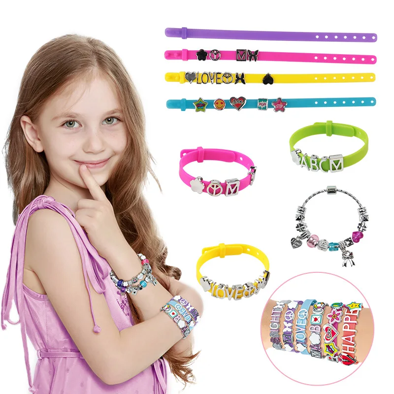 

Игрушки для девочек с перекрестными границами, бижутерия из бисера, плетеная Ручная Веревка для детей, самодельный браслет с буквами и реме...