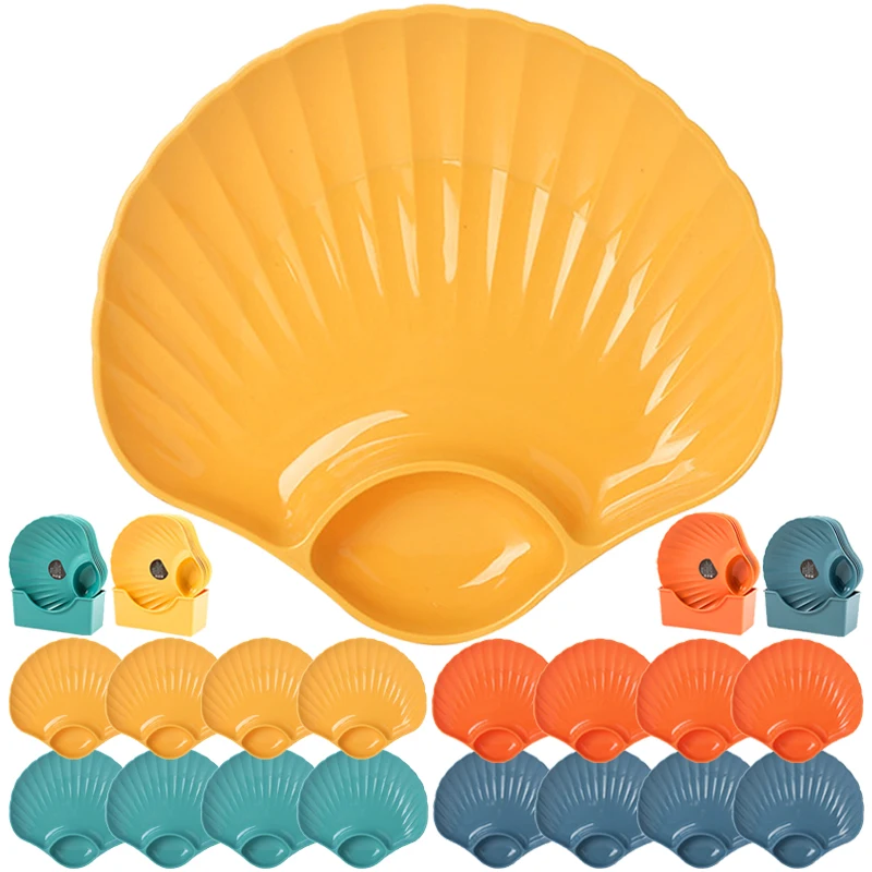 

4/1pcs Shell Dish Creative Square Shaped Dumpling Plate with Vinegar Discs Vinegar Dishes Sushi Fries Fruit Bone Spitting Plates