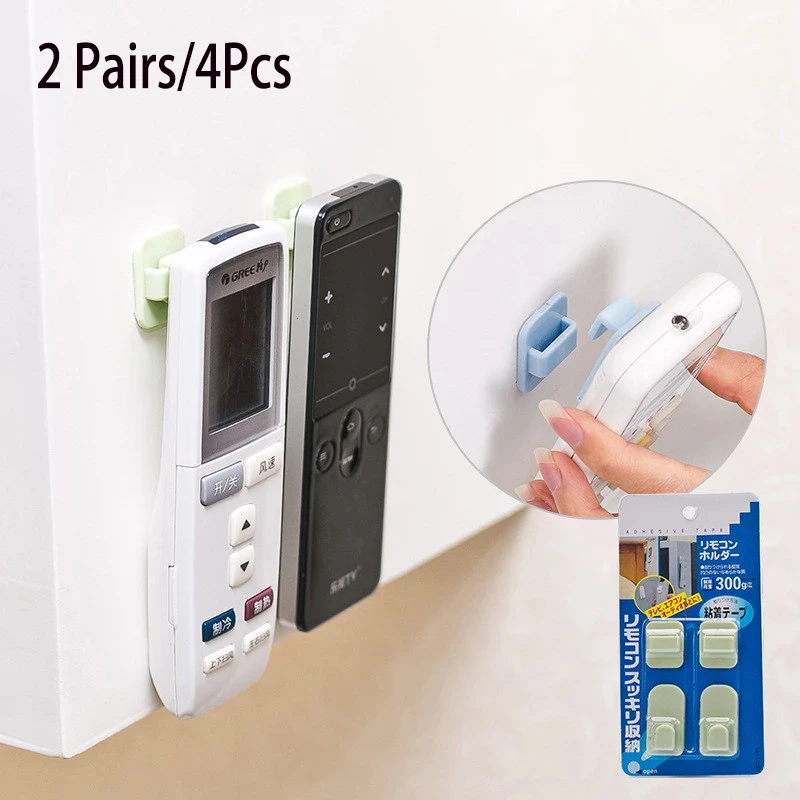 

2sets Plastic Nail-Free Sticky Hook For Tv Air Conditioner Remote Control Key Wall Storage Holder Strong Hanger Accessories Tool