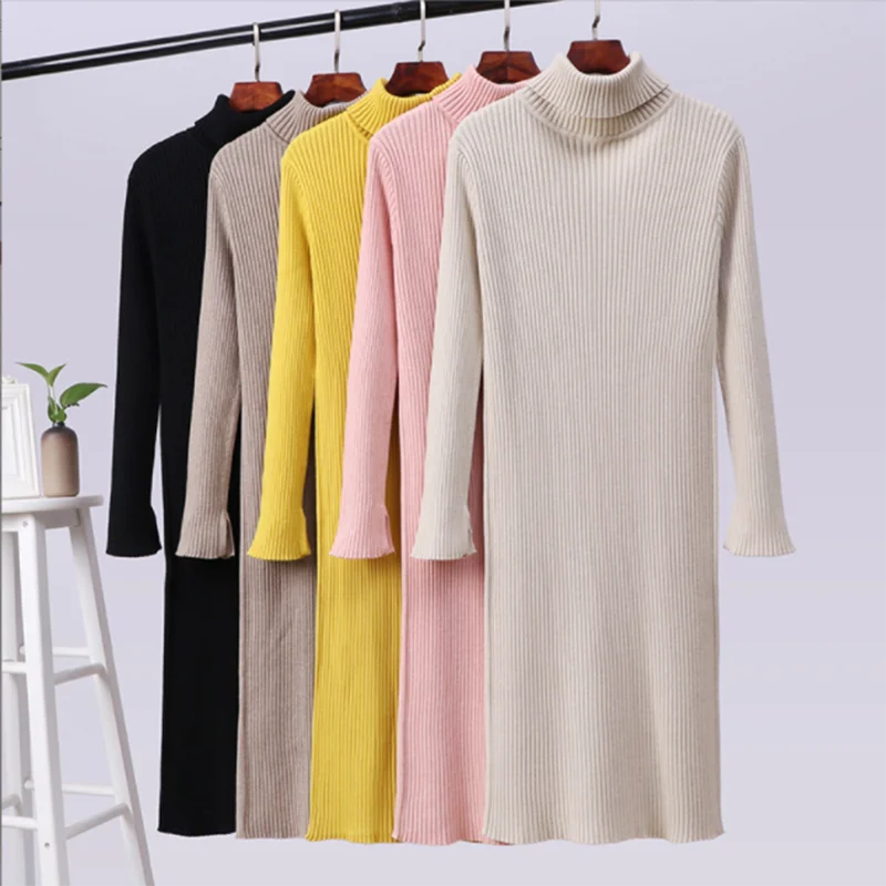 Шикарное осенне-зимнее плотное платье-свитер макси женское повседневное теплое