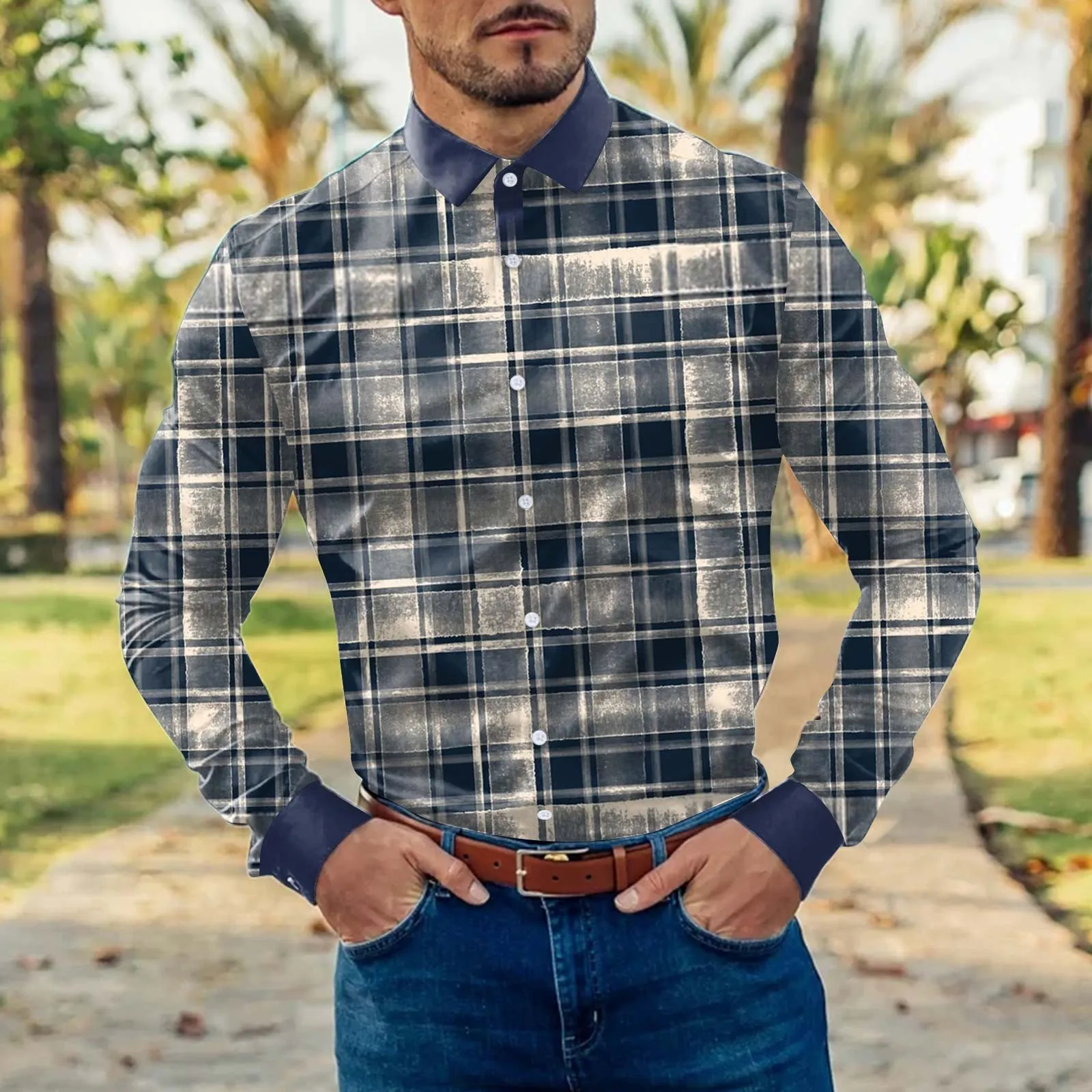 

Harajuku Plaid Shirts Men's Social Dress Spring Autumn Winter High Quality Casual Men Loose Retro Plaid Long-sleeved Shirts Tops