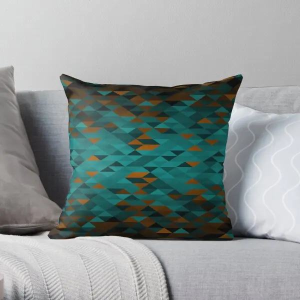 

Triangle Glimmer Teal And Orange Printing Throw Pillow Cover Square Fashion Office Decor Anime Sofa Bedroom Pillows not include