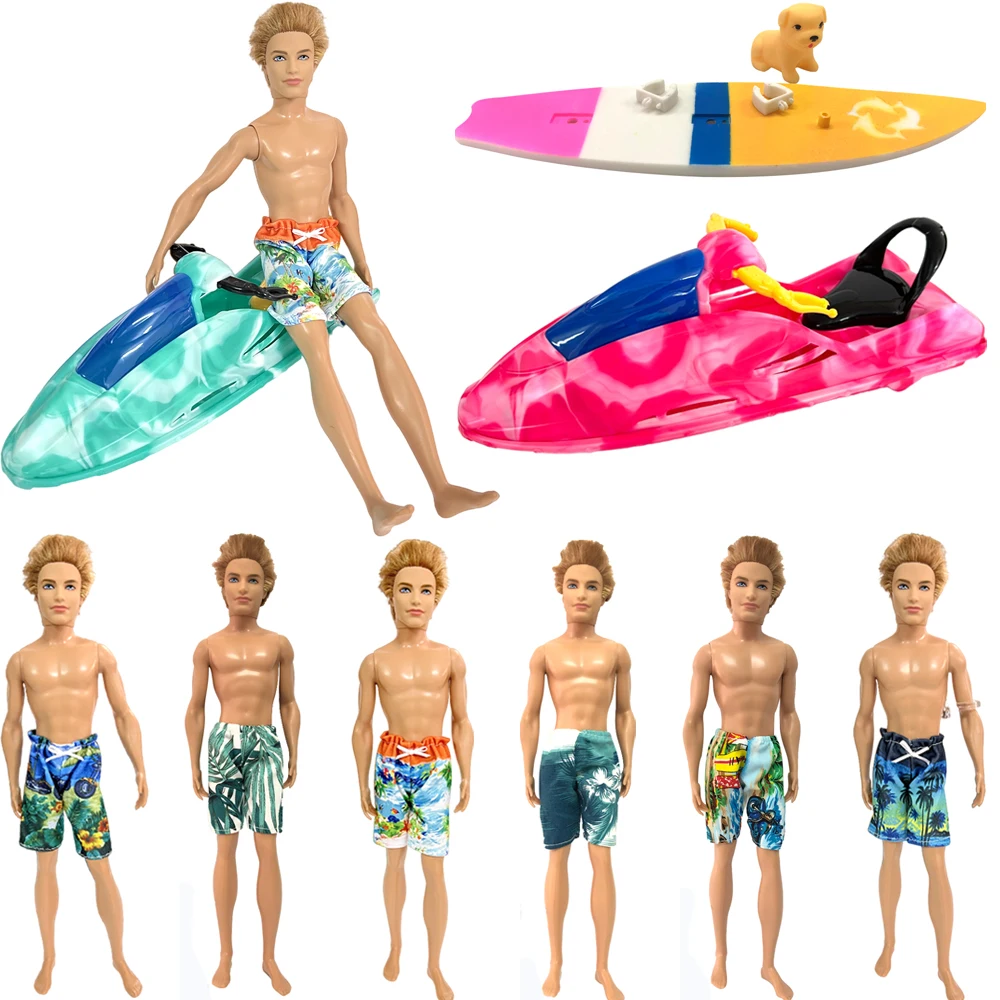 

Fashion Swimsuit Motorboat Cool Aquatics Toys Summer Beach Funny Ship Sports Accessories For Barbie Boyfriend Ken Doll Pants JJ