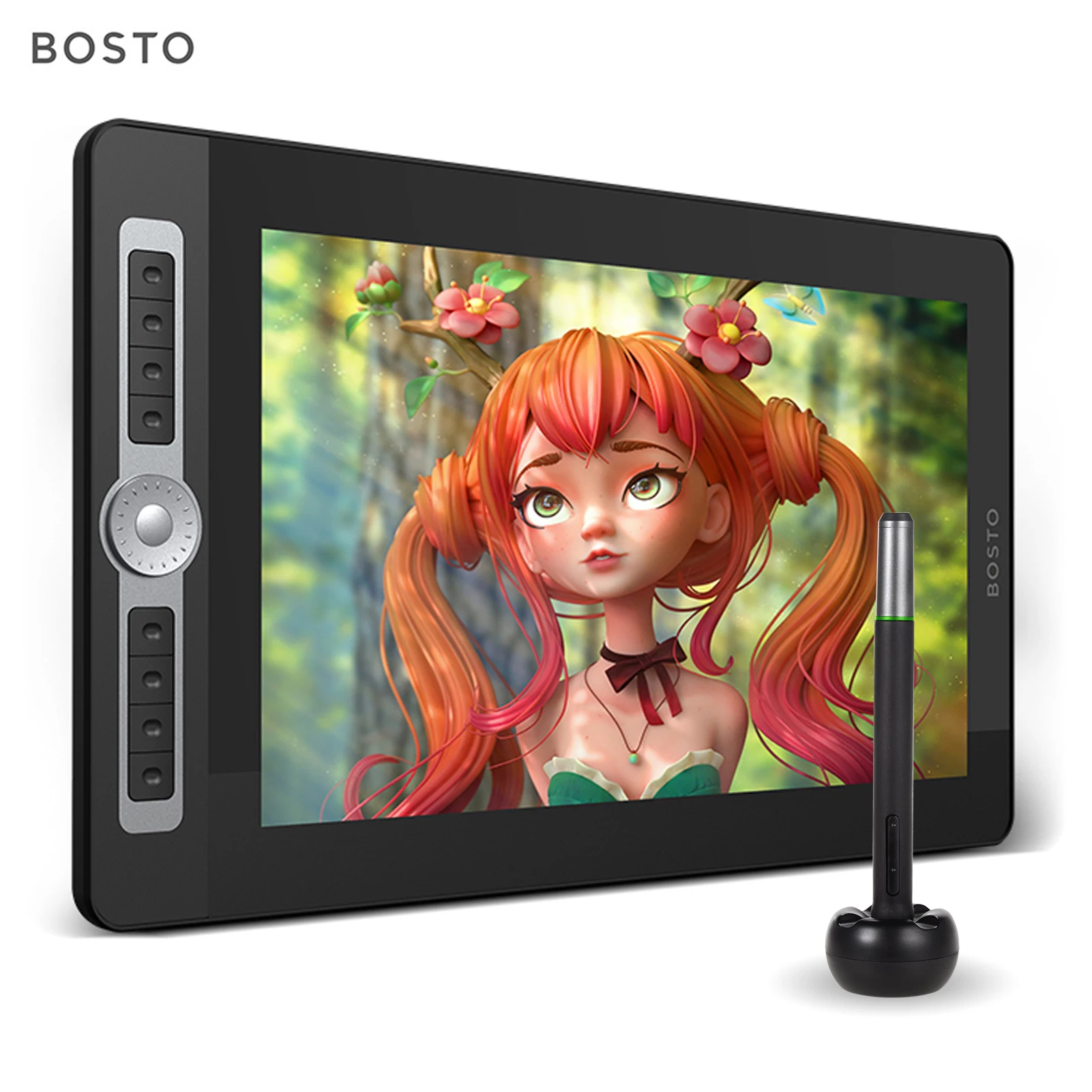 

BOSTO 16HD Pro Portable 15.6 Inch H-IPS LCD Graphics Drawing Tablet Display Digital Art Drawing Pad 8192 Pressure Level Passive