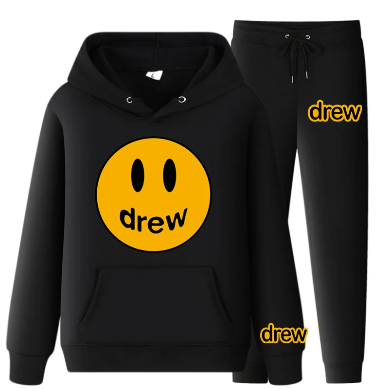 

Drew House Fashion Justin Bieber Men's Sets Tracksuit Autumn New Women's Hoodies+Sweatpants Two Piece Suit Hooded Casual Sets