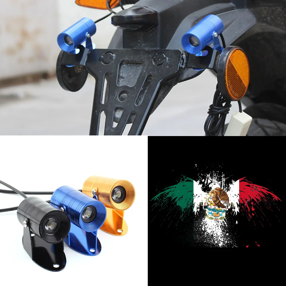 

1x Mexico Flag Mexican Eagle LED Logo Motorcycle Laser Ghost Shadow Spotlight Laser Projector Tail Light Universal