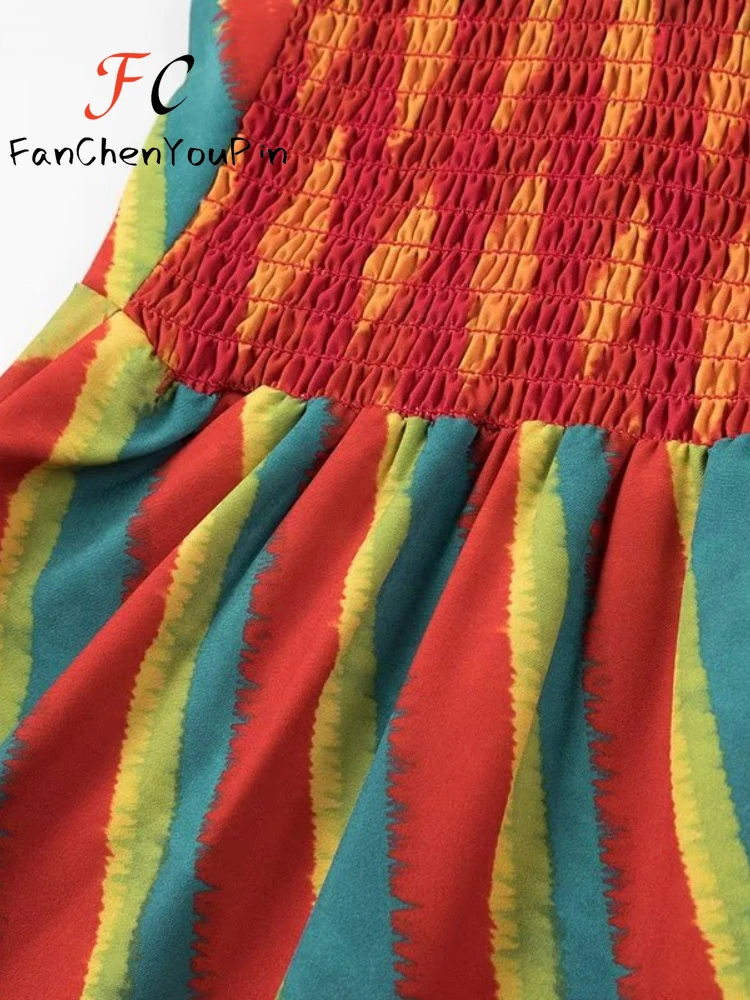 Платье женское длинное на бретельках с принтом без рукавов