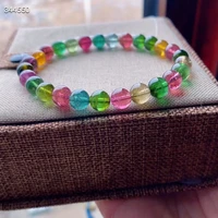 natural colorful tourmaline clear round beads bracelet brazil 7 3mm rainbow candy tourmaline women men aaaaaaa