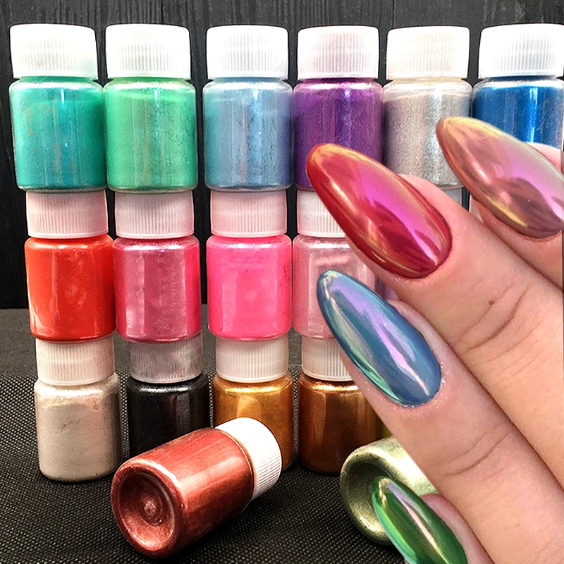 

Mermaid Nail Glitter Powder Pearlescent Powder Holographic Aurora Chrome Nail Powder Pigment for Nails Dip Powder Nail Supplies