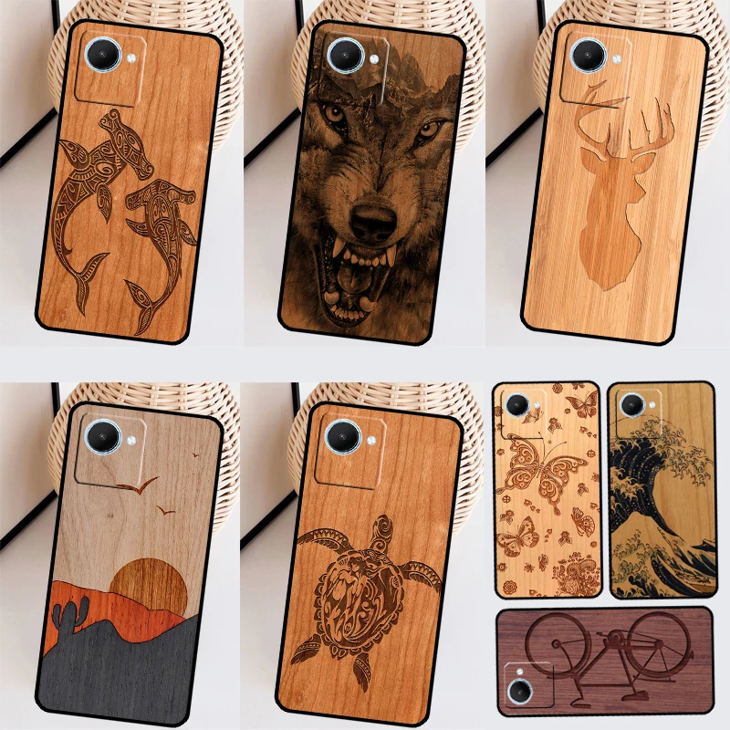 Wolf Bike Butterfly деревянный ящик для Realme 10 11 Pro Plus GT Neo 5 3T 2T C11 C15 C25s C21Y C30 C31 C33 C35 C53 C55