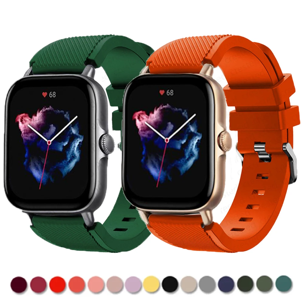 

Ремешок для часов Amazfit GTS/2/2e/3/GTS2 Mini/GTR/3 Pro/GTR2/47 мм/42 мм/stratos, силиконовый браслет для часов Amazfit ремешок bip