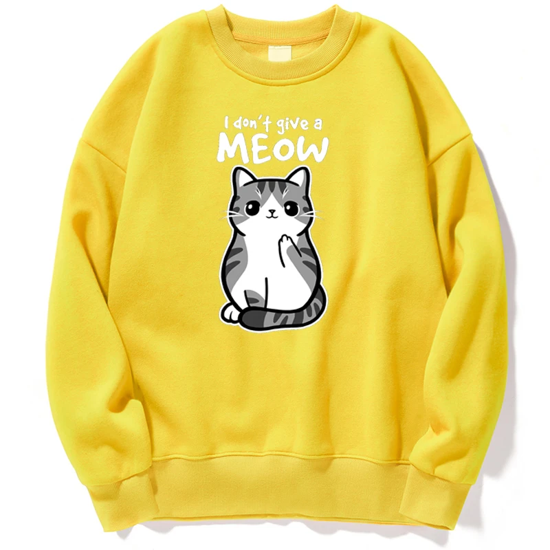 

I don't Give A Meow Cat Cats Kawaii Cute Kittens Sweatshirts Hoodie Anime Sweatshirt Korean Style Trapstar Autumn Pullover Men