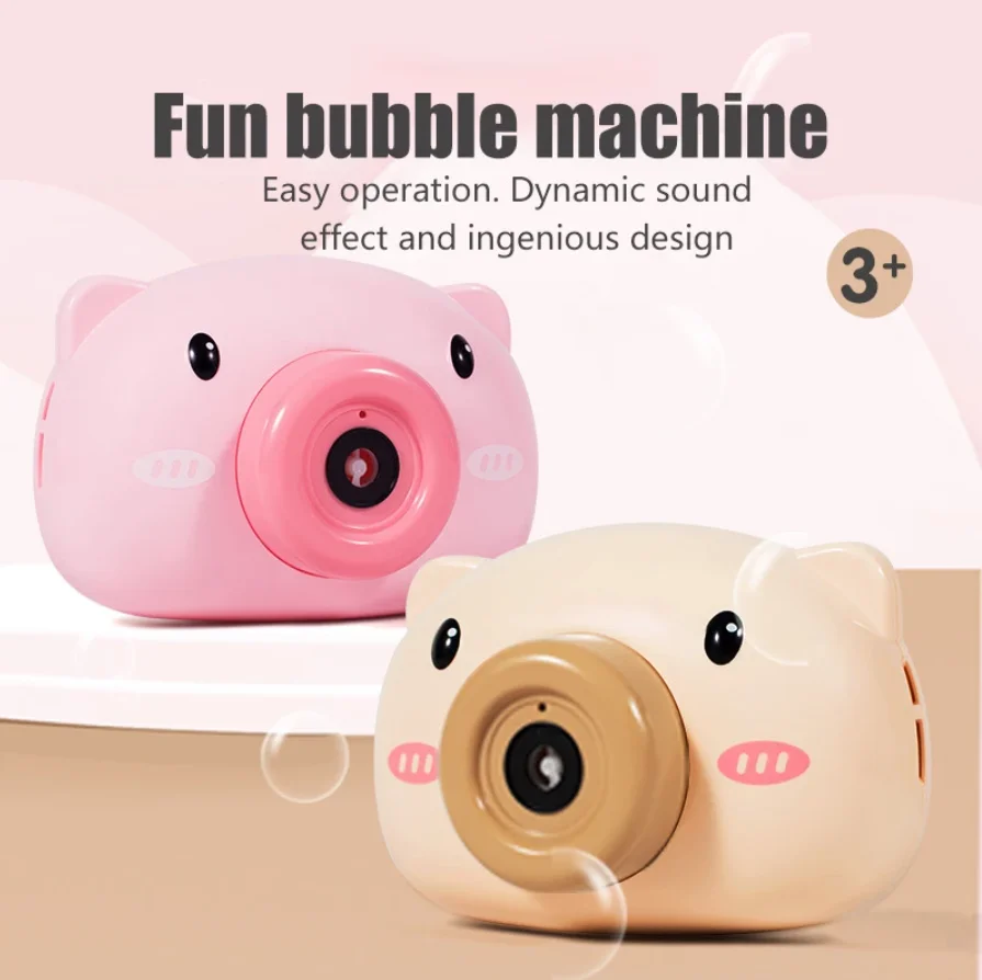 

Piggy Camera Bubble Machine Automatic Children's Heart Electric Kids Toy Blowing Bubble Toys Bubble Machine Toy Gifts for Kids