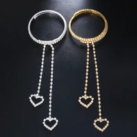 purui fashion rhinestone long tassel heart upper arm bracelet bangles for women jewelry vintage open upper arm bracelet