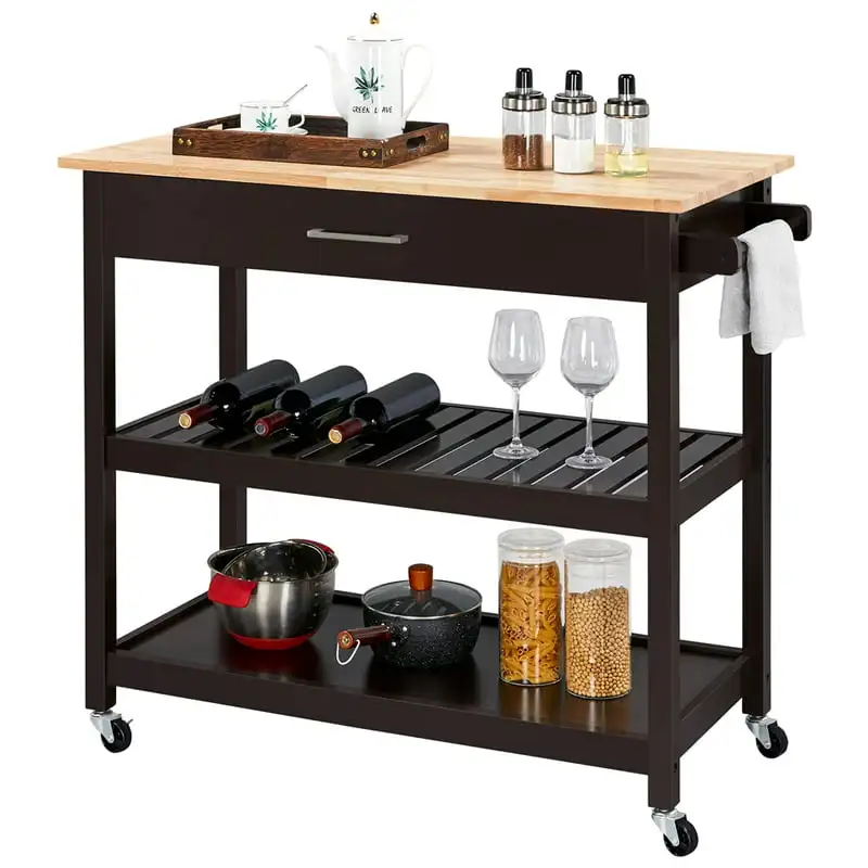 

40" W Kitchen Island Cart with Storage, Espresso