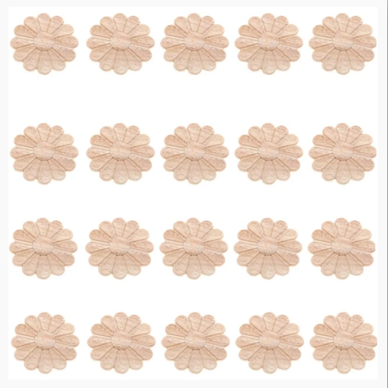 

Деревянная резная наклейка для шкафа, украшение для мебели, наклейка, круглый цветочный узор, 6 см